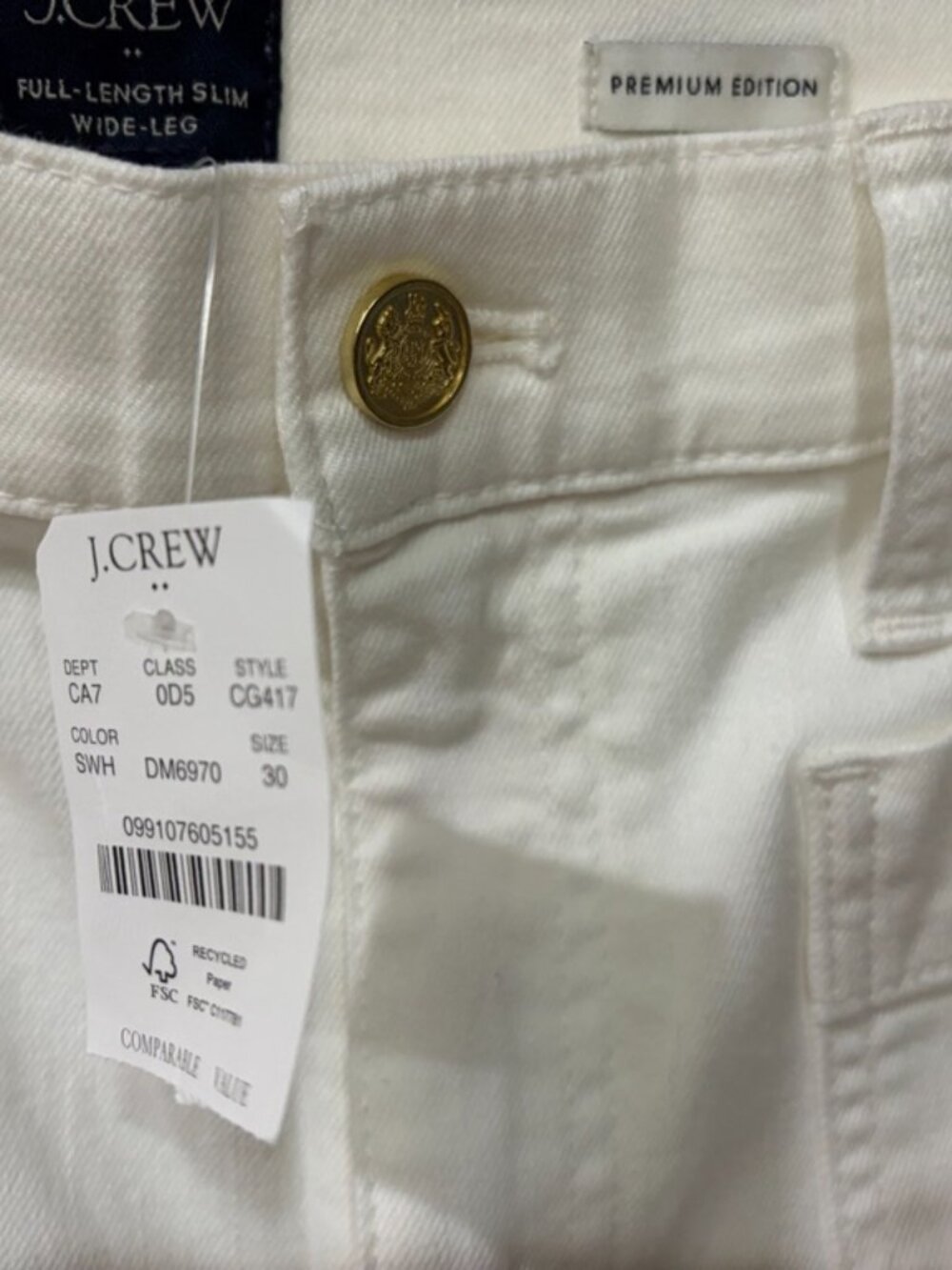 NWT J. Crew Sailor Slim Wide-Leg Jeans Trousers Pants Sz 30 NEW Summer Travel - Picture 4 of 11